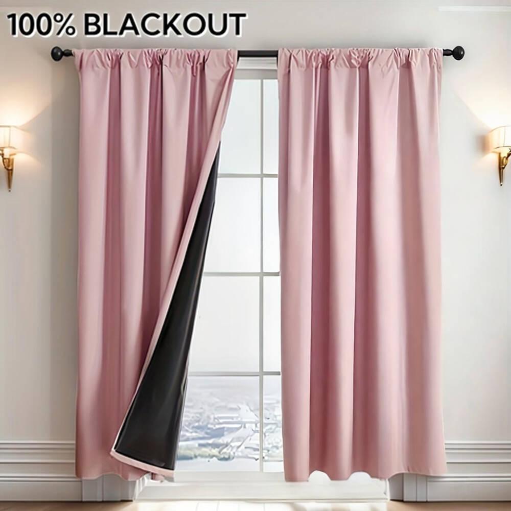 Home Office Setup Ideas - 1pc 100% Blackout Curtain with Black