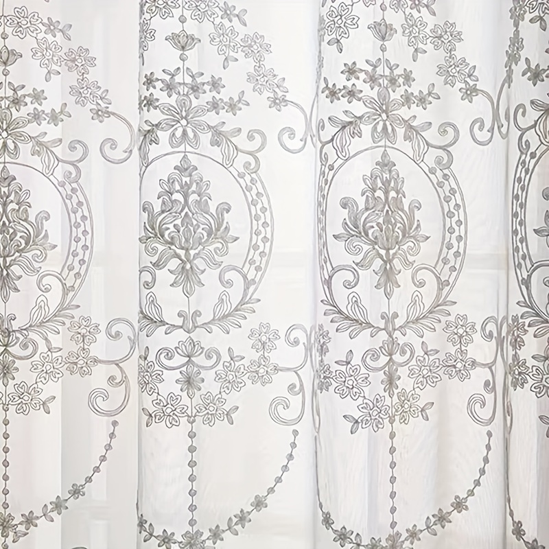 Home Office Setup Ideas - 1pc White Embroidered Sheer Curtain European