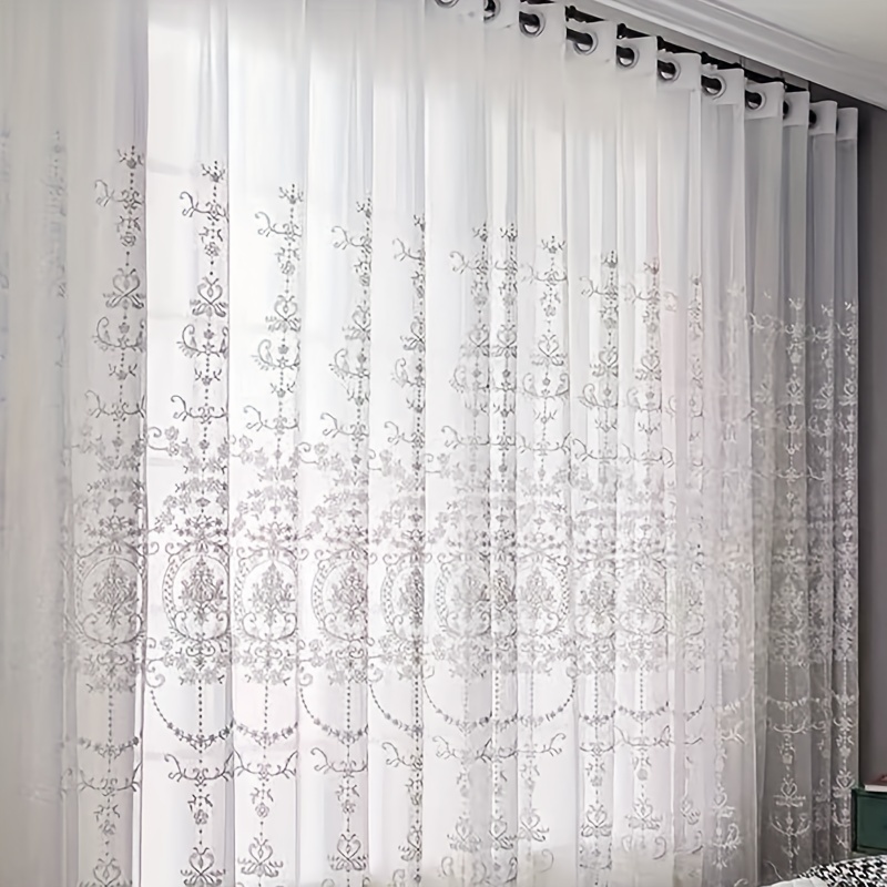 1pc White Embroidered Sheer Cu - Home Office Setup Ideas review and price