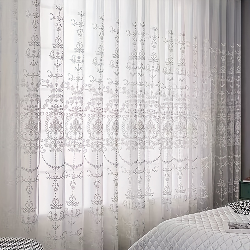 1pc White Embroidered Sheer Cu - Home Office Setup Ideas review and price