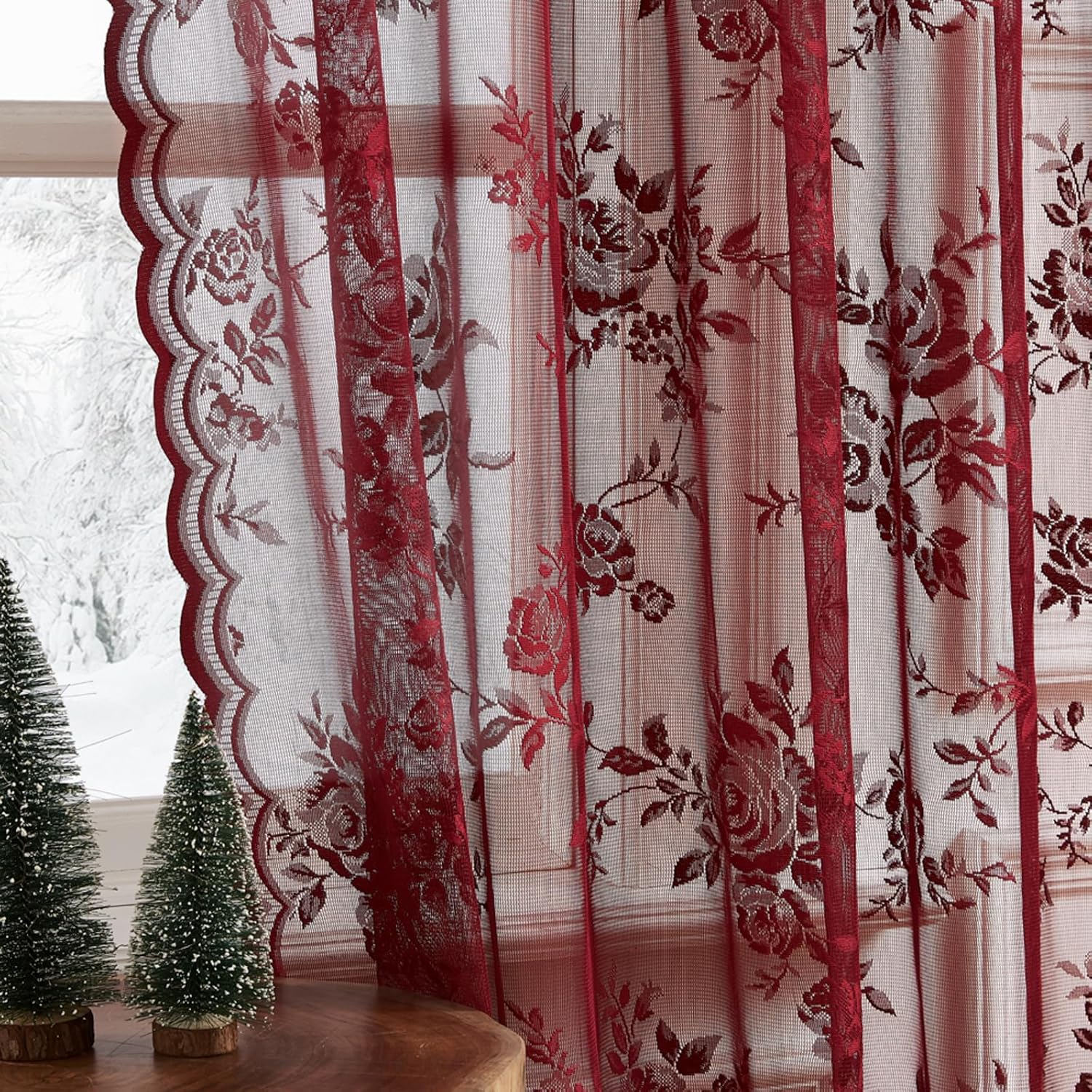 1 PC Burgundy Lace Curtains 45 - Home Office Setup Ideas review and price