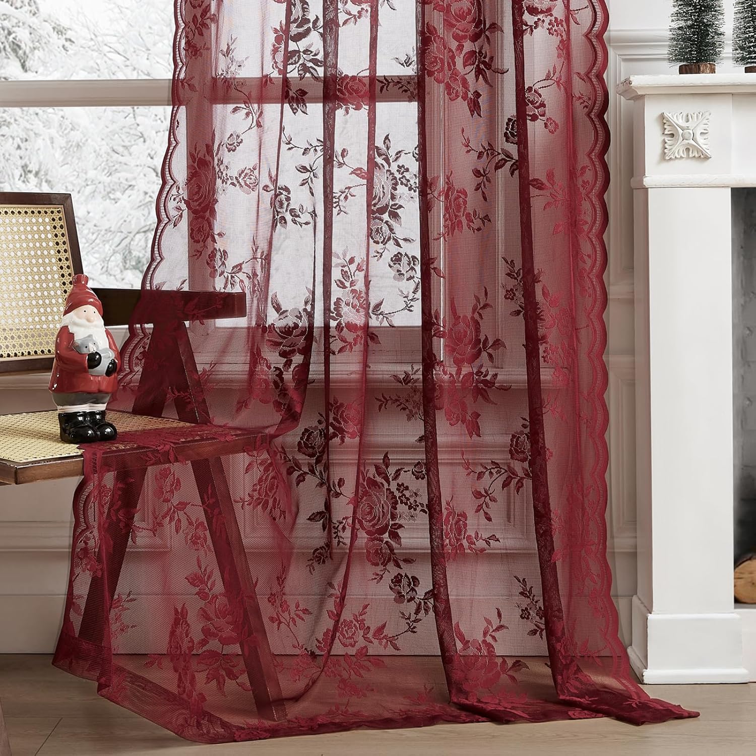 1 PC Burgundy Lace Curtains 45 - Home Office Setup Ideas review and price
